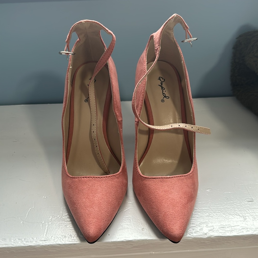 QUPID Pink/Mauve Stiletto Suede Heels, Sz 6 - Picture 2 of 7